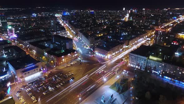 Night City View From the Top. Hyperlapse and Timelapse