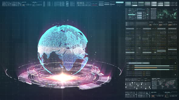 Futuristic Holographic Earth Head Up Display alt