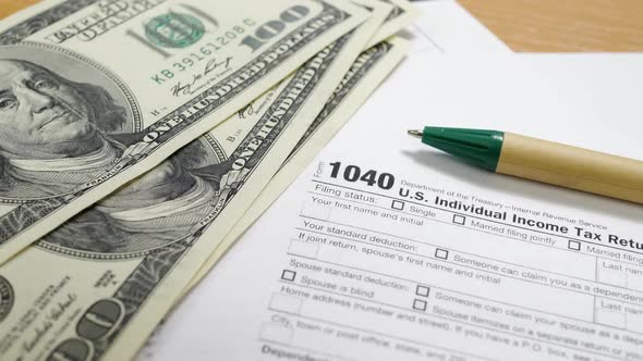 Calculate Dollar Bills To Fill 1040 Tax Form 