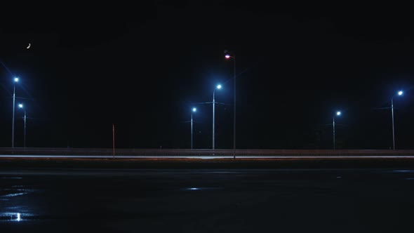 Side View of Cars Moving on Highway in Nighttime by epidemiks | VideoHive