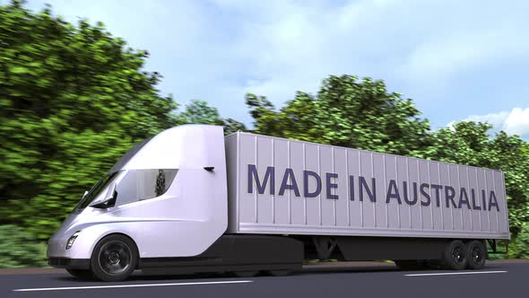 Trailer Truck with MADE IN AUSTRALIA Text on the Side alt