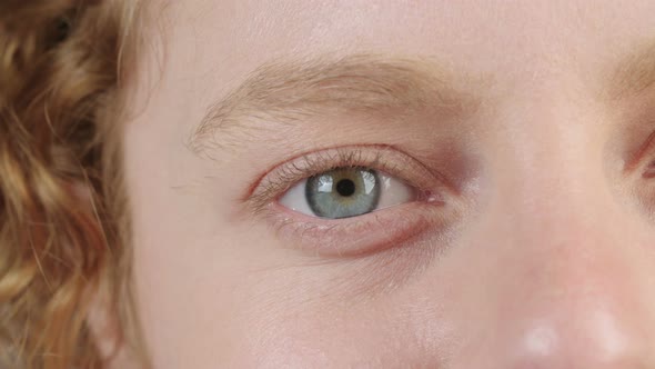Macro shot of a woman's blue eyes alt