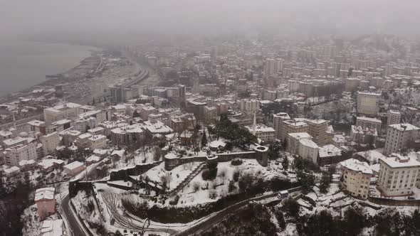 Rize Castle with Aerial Drone - 4K