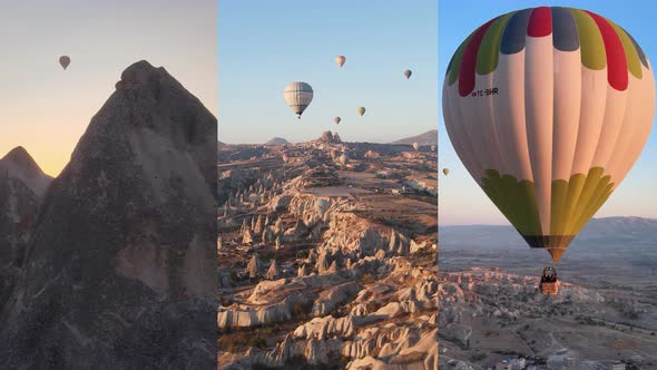 Threeinone Vertical Video  Flight of Balloons in Cappadocia Turkey alt
