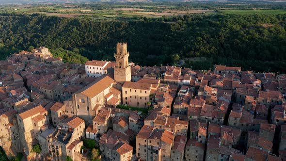 Aerial view of the medieval town of Pitigliano