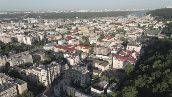 View of Kyiv From Above. Ukraine. Aerial View, Gray, Flat alt