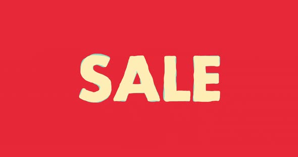 Animated title SALE. A hand-drawn sign with a shopping theme.
