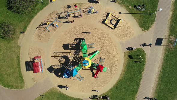 View From the Height of the Playground and Vacationing People in Drozdy in Minsk