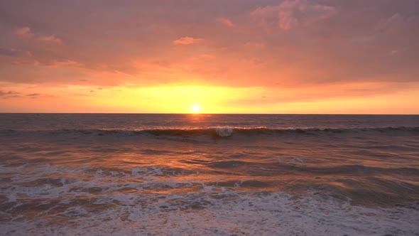 Panoramic View of Sunset in Ocean. Beautiful Serene Scene.