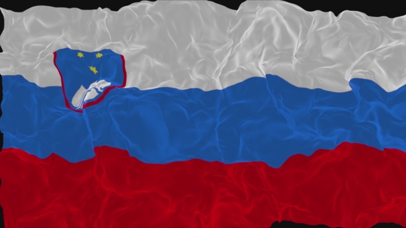 flag Slovenia turns into smoke. State weakening concept a crisis, alpha channel alt