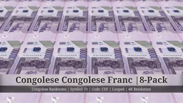 Congolese Franc  | Democratic Republic of the Congo, Currency - 8 Pack | 4K Resolution | Looped alt