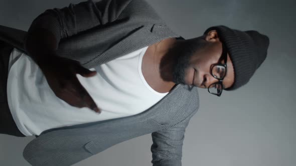 Hipster Black Man Dancing in Smoke alt