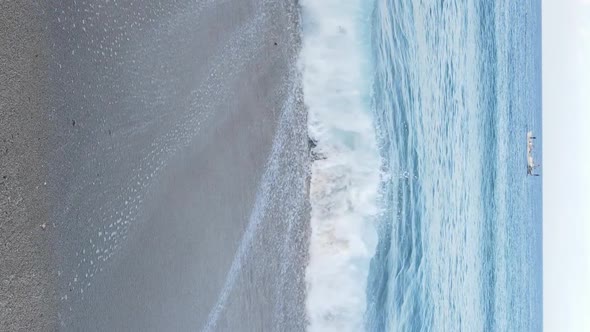 Vertical Video Sea Near the Coast  Closeup of the Coastal Seascape alt