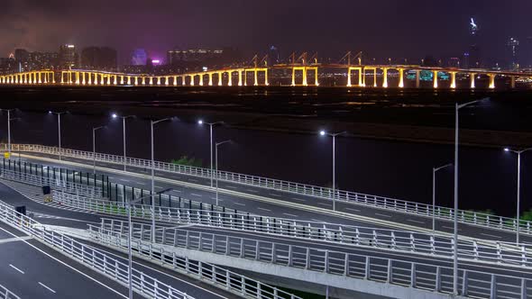 Macau Bridge Traffic Cityscape alt