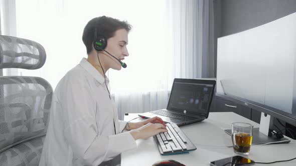 Attractive Young Woman Working at Call Center alt
