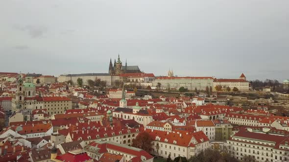 Aerial Panoramic View From the Air To St. Vitus Cathedral in Prague alt
