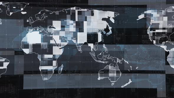 Black White Technology Earth Map Background Animation alt