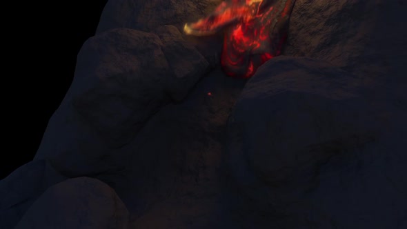 Spreading Lava On The Rock Surface In Chunks