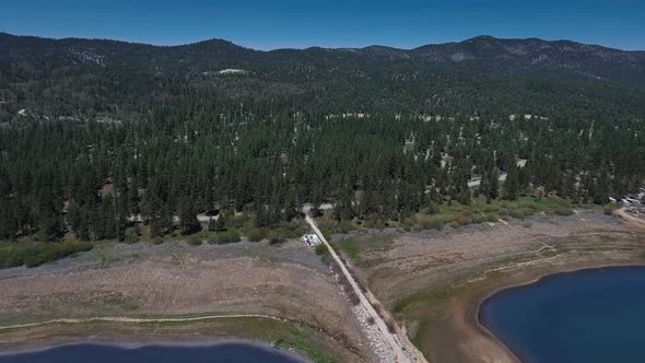 Drone shoots Big Bear Solar observatory in Big Bear Lake, California, USA alt