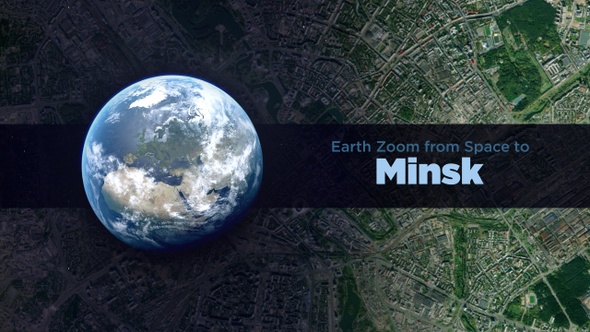 Minsk (Belarus) Earth Zoom to the City from Space