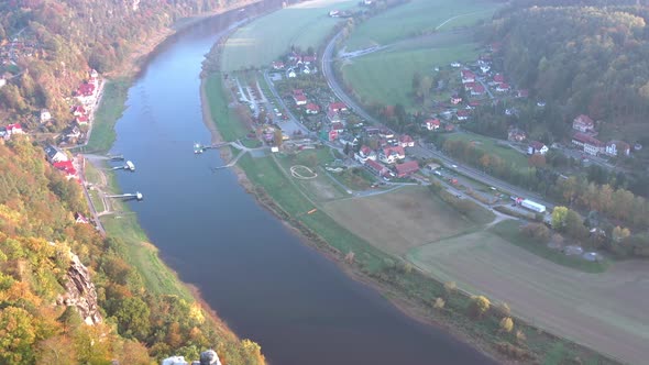 The Bastei Rock Formation and Bridge Crossing the Towering Rock Landmark in G alt