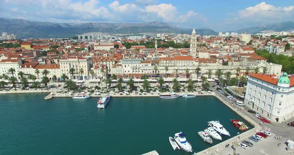 Aerial view of marina in Split, Croatia alt