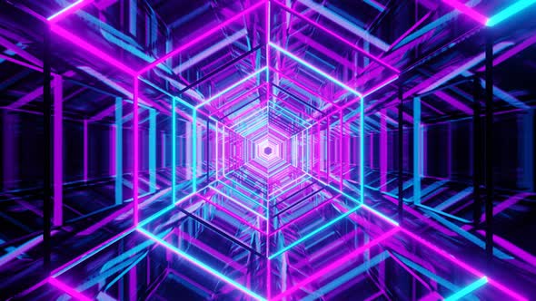 Pink Blue Sci-Fi Hexagon