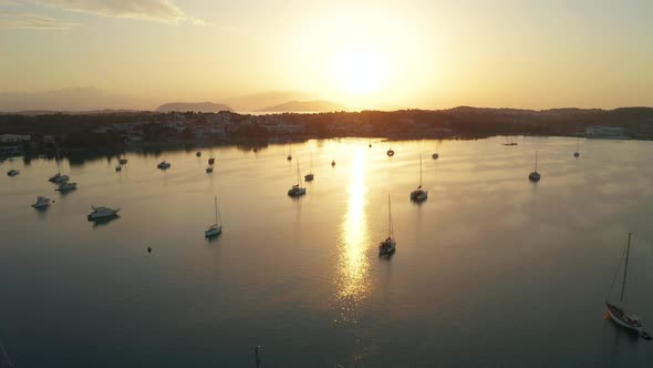 Aerial View of Porto Heli Town at Sunrise Greece alt