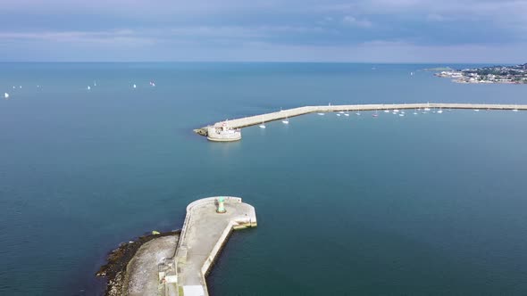 Aerial View of Sailing Boats, Ships and Yachts in Dun Laoghaire Marina Harbour, Ireland