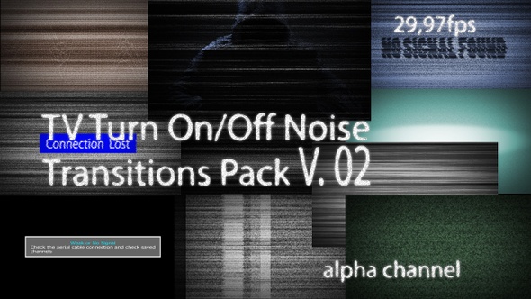 Tv Turn On- Off Noise Transitions Pack V. 02, Motion Graphics | VideoHive