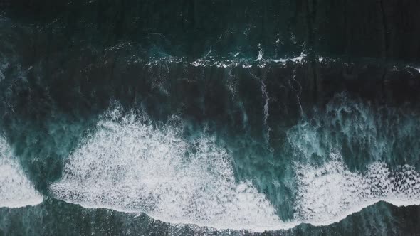 Waves Rolling From Above. Top Down View.