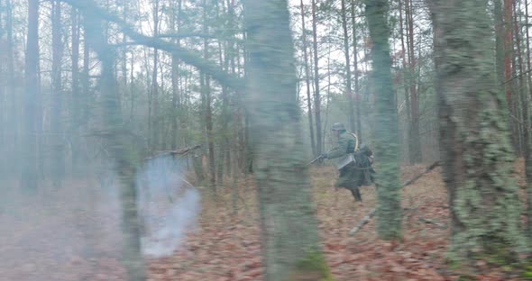 Historical Re-enactment. Re-enactor Dressed Like German Wehrmacht Infantry Soldier In World War II alt