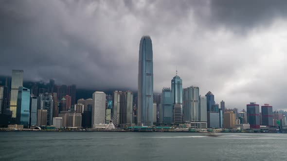 skyline of Hong Kong at Victoria Harbour.