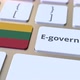 Electronic Government Text and Flag of Lithuania on the Keyboard - VideoHive Item for Sale
