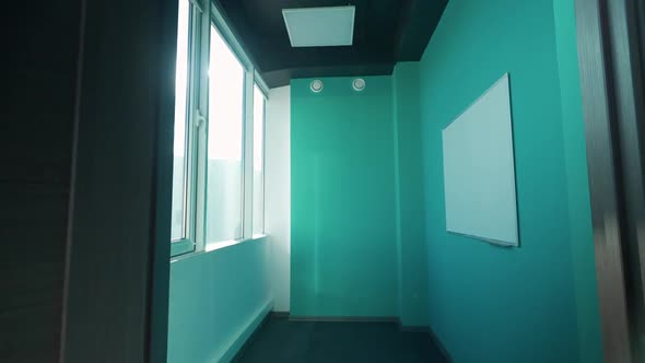 Handheld the Interior of Empty Office Space a Walk Through the Office Space Inside Skyscraper alt