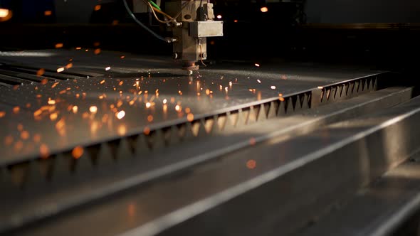 Industrial CNC Laser Cutting Machine Cuts Metal Sheet