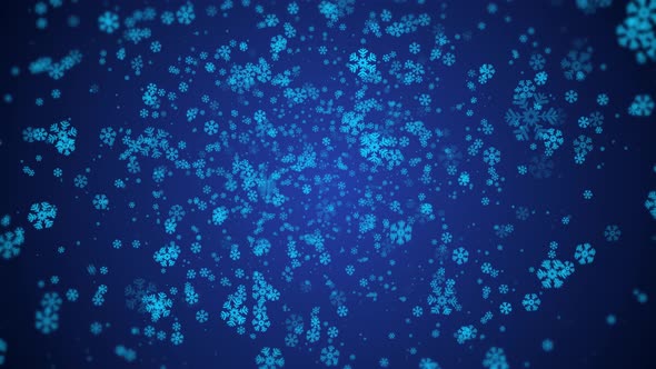 Falling Snow Particles on Blue Background.Winter Christmas Holiday - 4K.