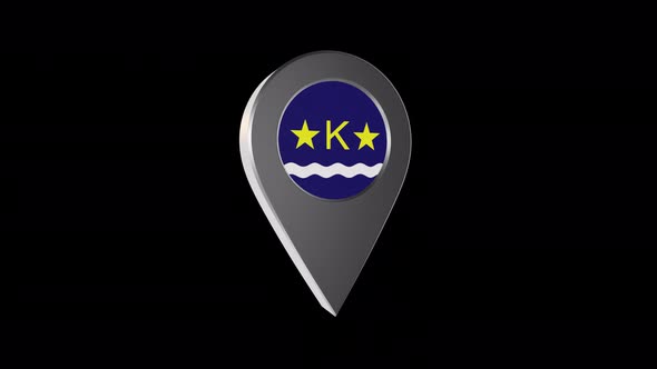 3d Animation Map Navigation Pointer With Flag Of Kinshasa (Comoros) With Alpha Channel - 4K alt
