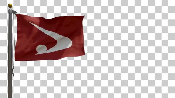 Akita Prefecture Flag on Flagpole with Alpha Channel - 4K alt