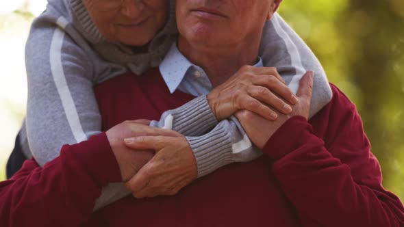 Closeup of Mature Couple Holding Hands on the Nature Background alt