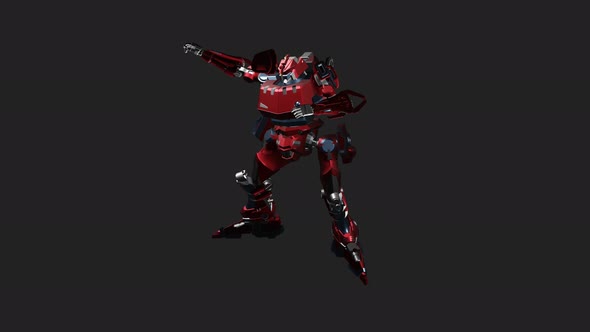 Red mecha in action with Grab And Slam style