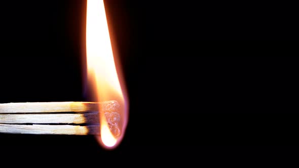Three Matches Are Lit a Flame on a Black Background alt