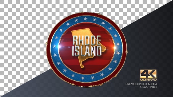 Rhode Island United States of America State Map with Flag 4K