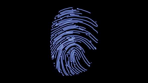 Fingerprint Technological Background Animation on a Black Background