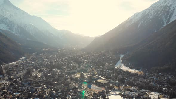 Aerial View, A Beautiful View of the Village Sandwiched Between Two Mountain Ranges alt