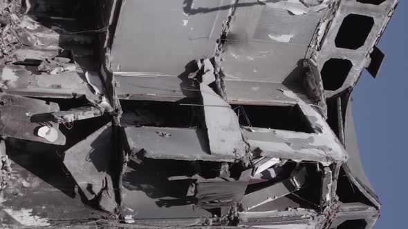 Vertical Video of a Bombed House in Borodyanka Ukraine alt