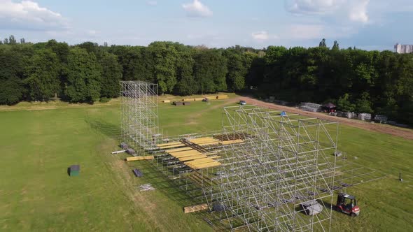Installation of a Stage for a Concert in the Park