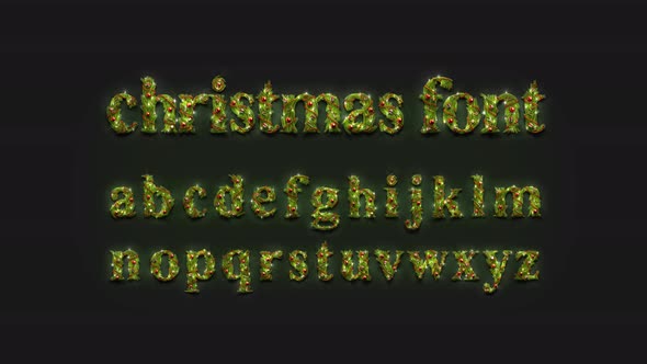 Decorative lowercase alphabet christmas font glowing mockup, looped switch alt