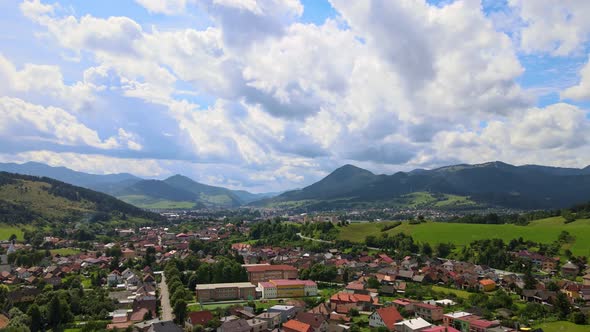 Aerial view of the city of Ruzomberok in Slovakia alt