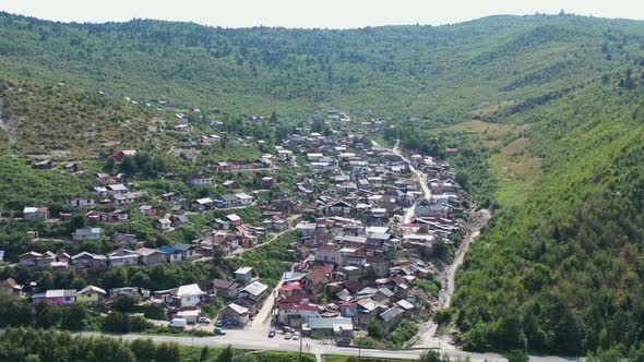 Aerial view of a Roma settlement in the village of Richnava in Slovakia alt